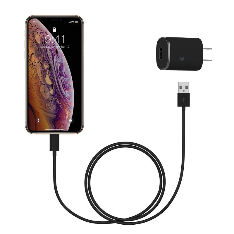 Just Wireless 1.0A/5W 1-Port USB-A Home Charger with 6ft TPU Micro USB to USB-A Cable - Black