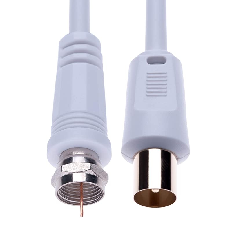 Aerial F Connector Male Plug to RF MMale Cable for Satellite Sat Freesat Xfinity ATampT Wow T TV HDTV DVB DVD RadioCoax Ariel Freeview Lead Television Antenna Cord Broadband 3 ft White