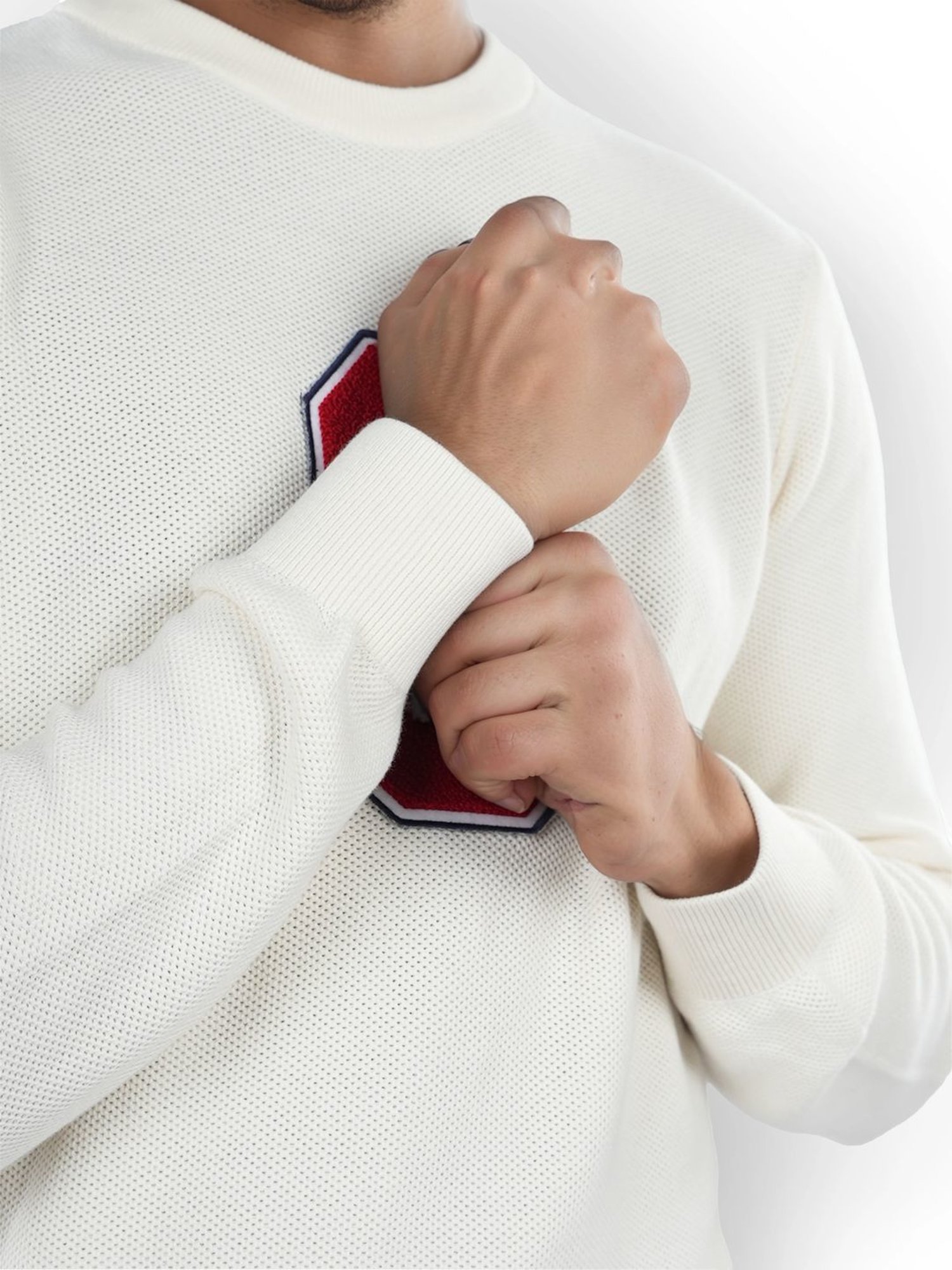 Celio* Ecru Regular Fit Printed Sweater