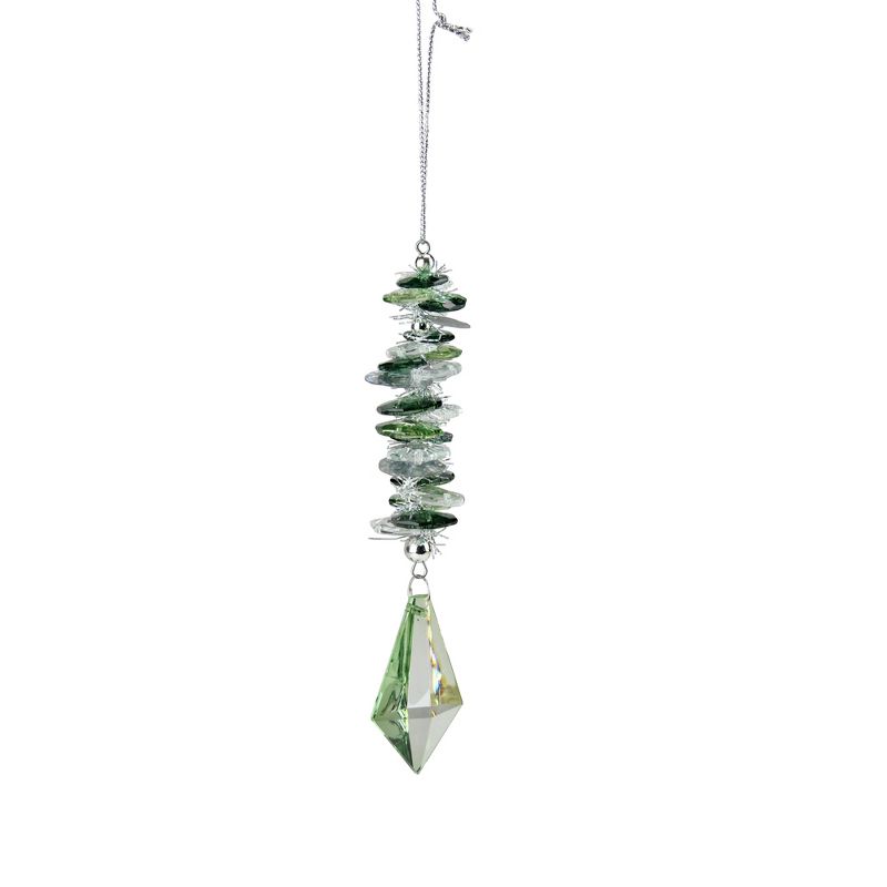 Raz Imports 6" Seasons of Elegance Holographi Drop with Diamond Pendant Christmas Ornament- Green