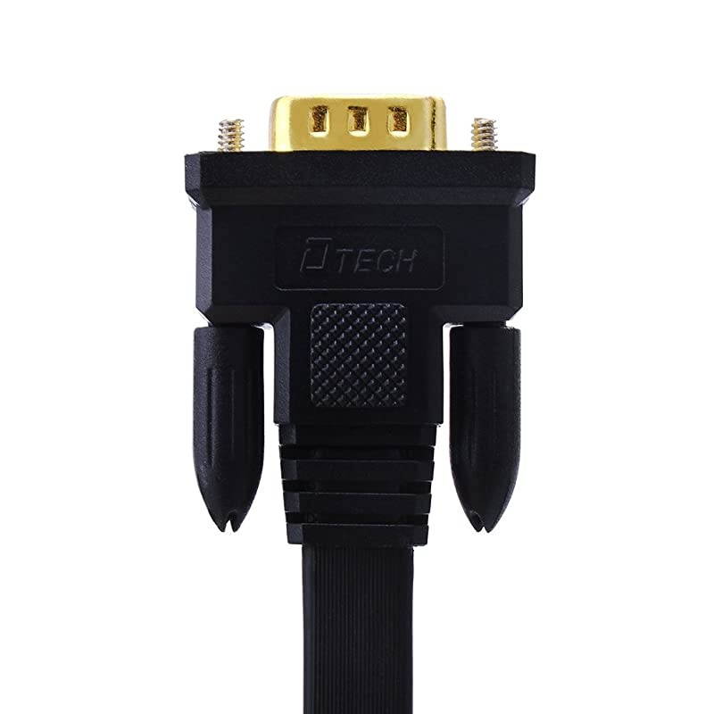 Flat Thin Extra Long VGA Cable 100 ft Male to Male 15 Pin Connector Computer Monitor Cord 1080p High Resolution 31 Meter Black