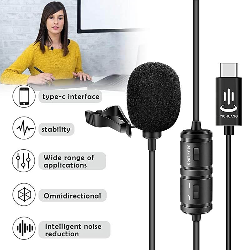 TypeC  Lavalier MicrophoneProfessional Omnidirectional Mic for iPhoneAndroidsCameras and LaptopNo Battery RequiredPerfect Camera Microphone for Recording YouTubeVideoVlogging