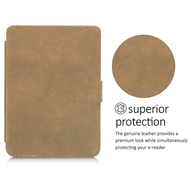 Case Compatible with Kobo Clara HD Genuine Leather eBook Cover Brown