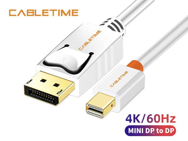 CABLETIME Mini DisplayPort to DisplayPort Cable Mini DP to DP Cord Support Video and Audio,Thunderbolt Compatible for Surface Pro 5 / Pro 4 / Pro 3, MacBook Air,etc (10 Feet/3m, Black)