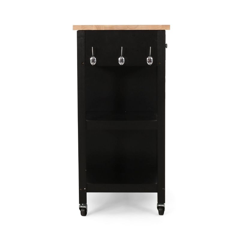 Byway Contemporary Kitchen Cart with Wheels Black/Natural - Christopher Knight Home