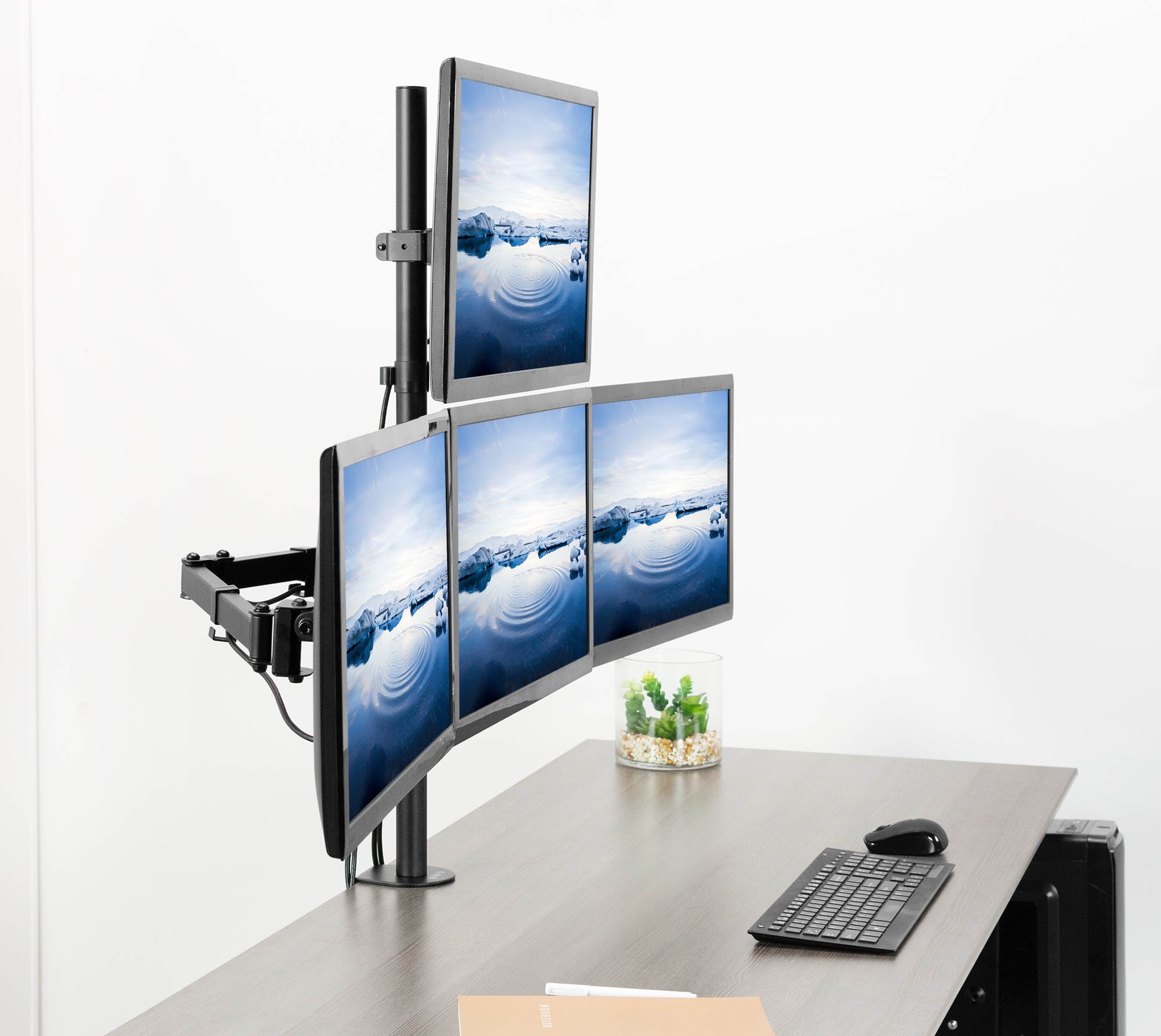 VIVO Quad 13" to 24" LCD Monitor Heavy Duty Desk Mount | 3 + 1 Stand, Holds 4 Screens (STAND-V104C)