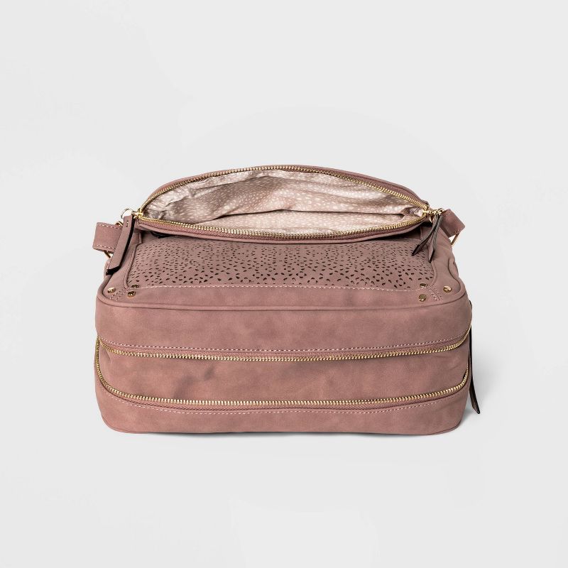 VR NYC Tear Drop Laser Cut Crossbody Bag - Mauve