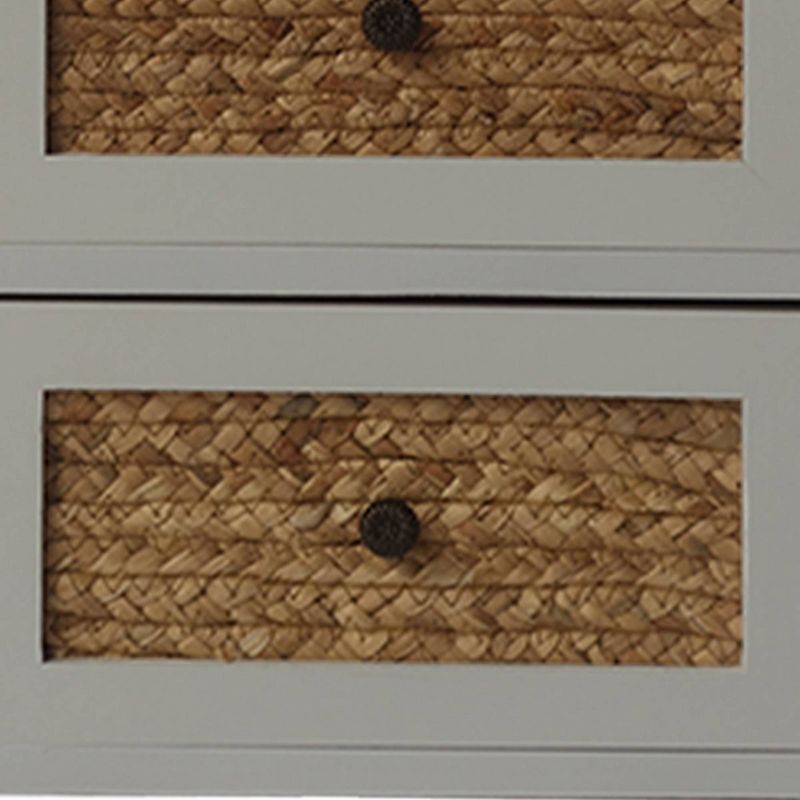 3 Drawer Wooden Accent Cabinet with Corn Husk Weave Front Heathered White/Brown - The Urban Port