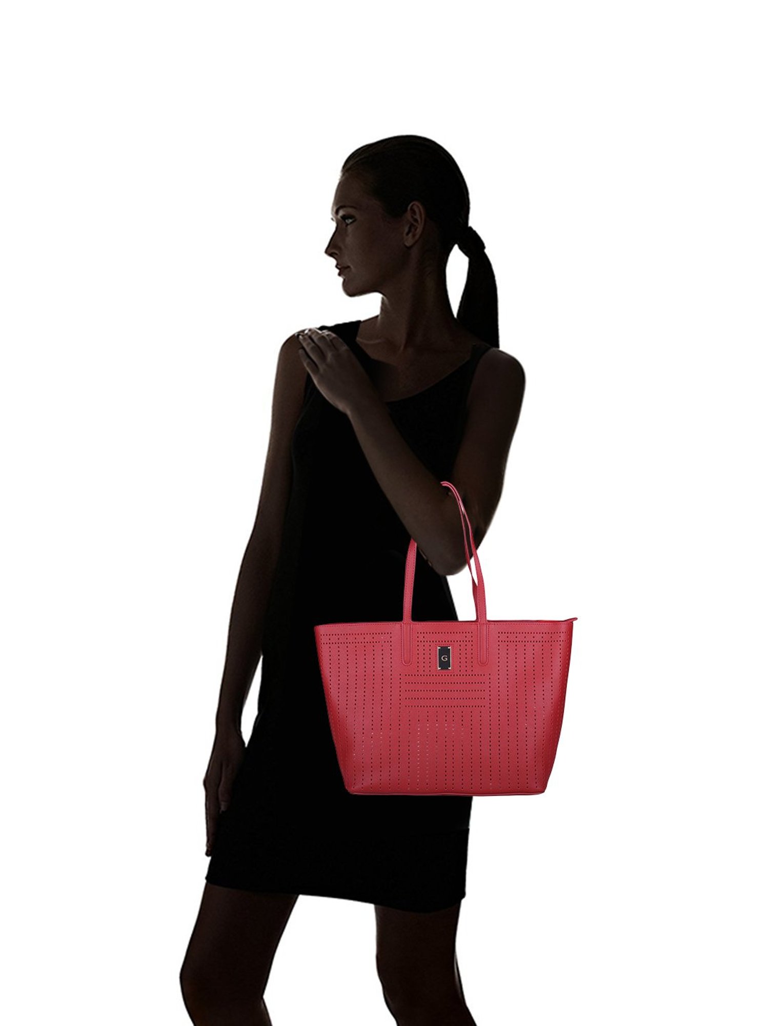 Giordano Red Perforated Medium Tote Handbag