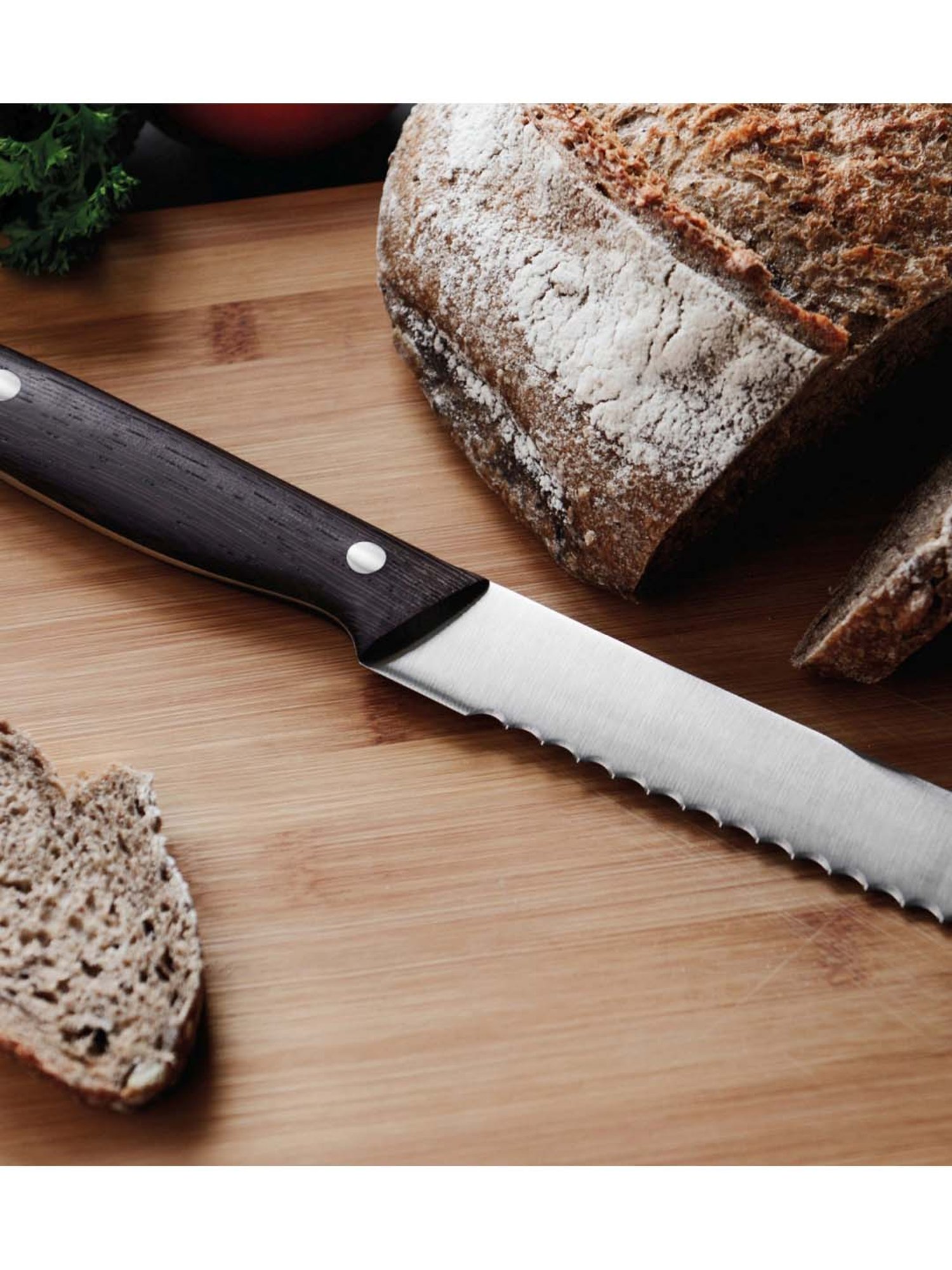 BERGHOFF Ron Silver & Brown Wood Bread Knife - Set of 1