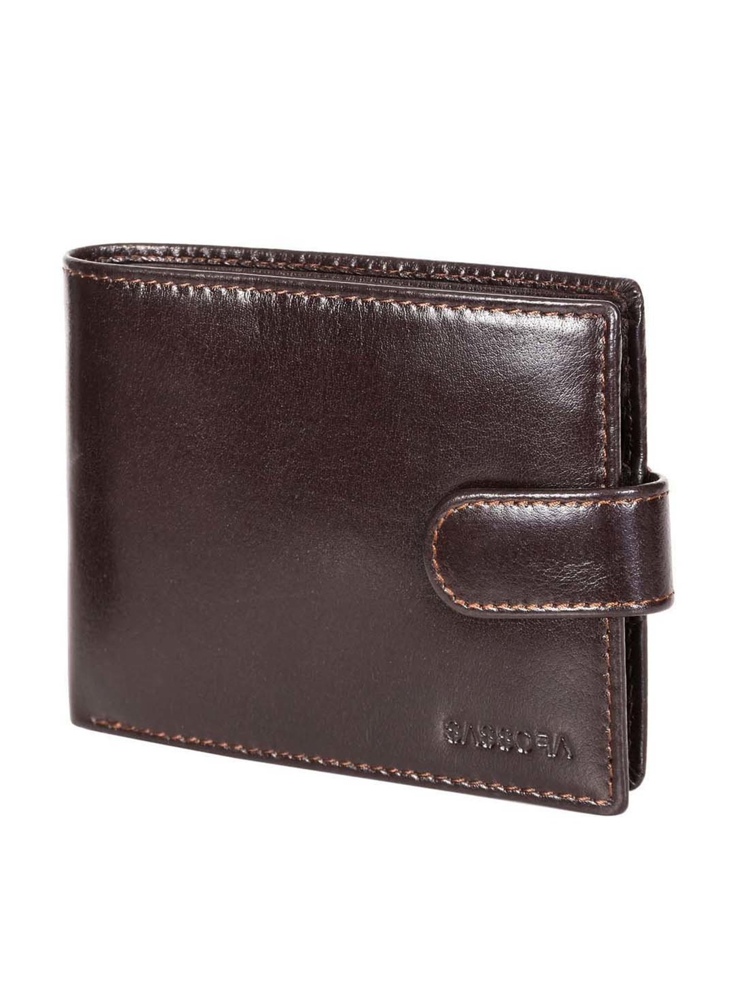 SASSORA Brown Casual Leather Rfid Bi-Fold Wallet for Men