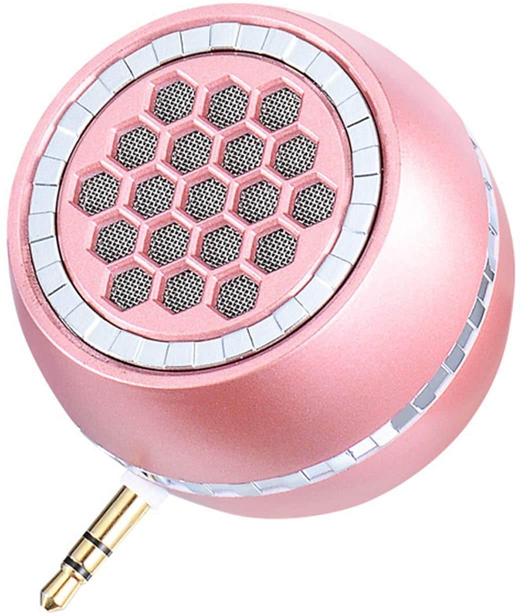 Mini Portable Speaker with Clear Bass 3.5mm Aux Audio Interface, 3W Mobile Phone Speaker Line-in Speaker Compatible for iPhone/Android Phones/iPad Tablet/Computer/iPod(Rose Gold)