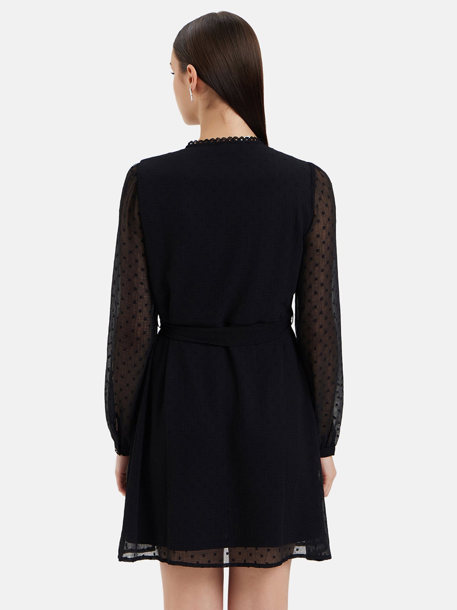 Kazo Black Self Design A Line dress