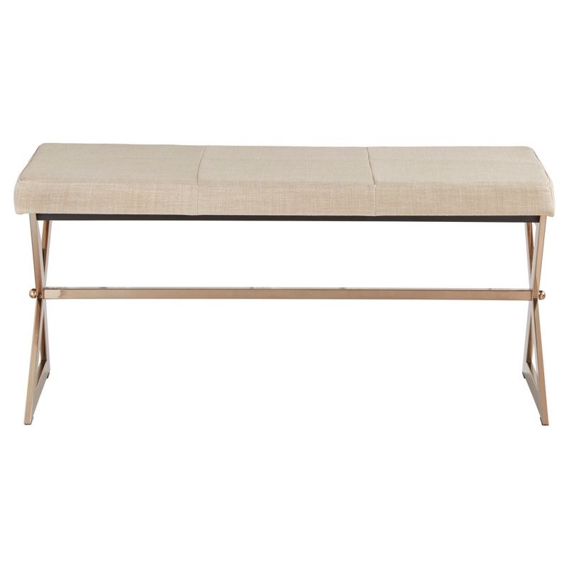 Ornelas Champagne Gold Metal Base Bench - Oatmeal - Inspire Q