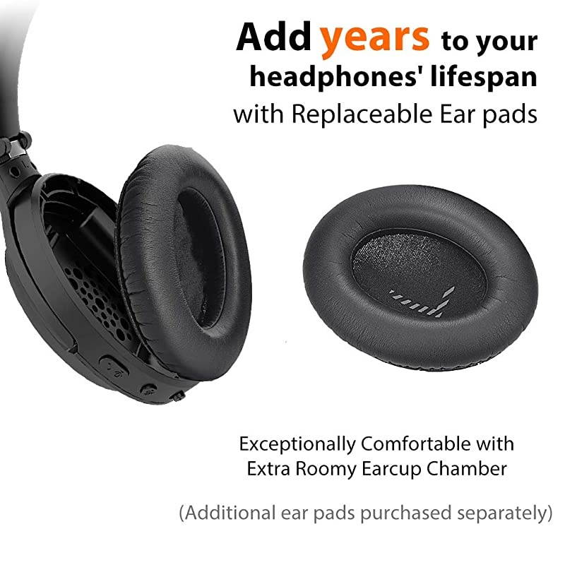 Aria Bluetooth Active Noise Cancelling Headphones with Boom Mic for PC Computer Phone Call Good Sound Replaceable Spacious Ear Pads 35H Wireless amp Wired ANC Over Ear Home Office Headset
