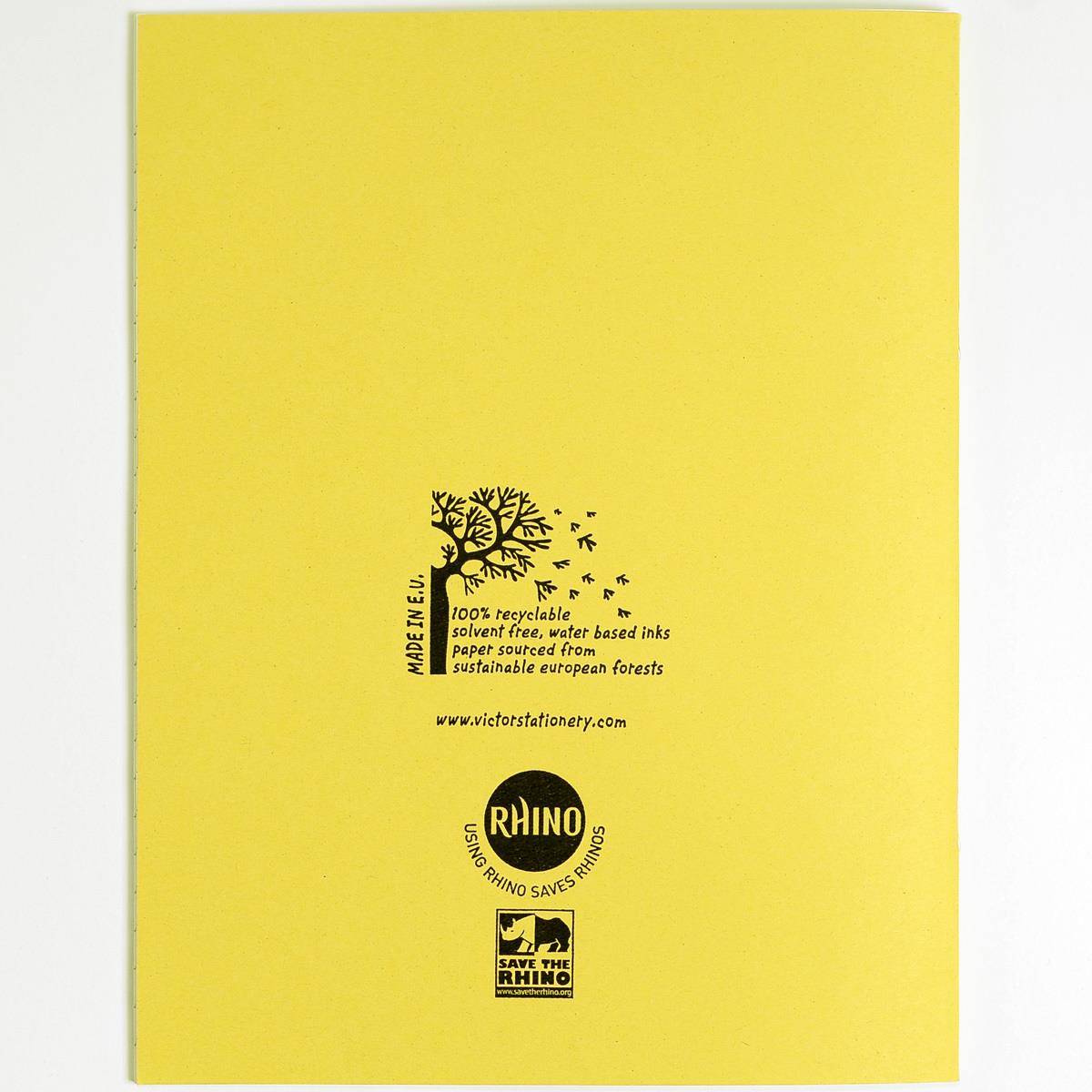 Rhino Exercise Book, 9 x 7 Inches, 80 page, 8mm ruled lines with margin, Yellow Cover  (Pack of 10)