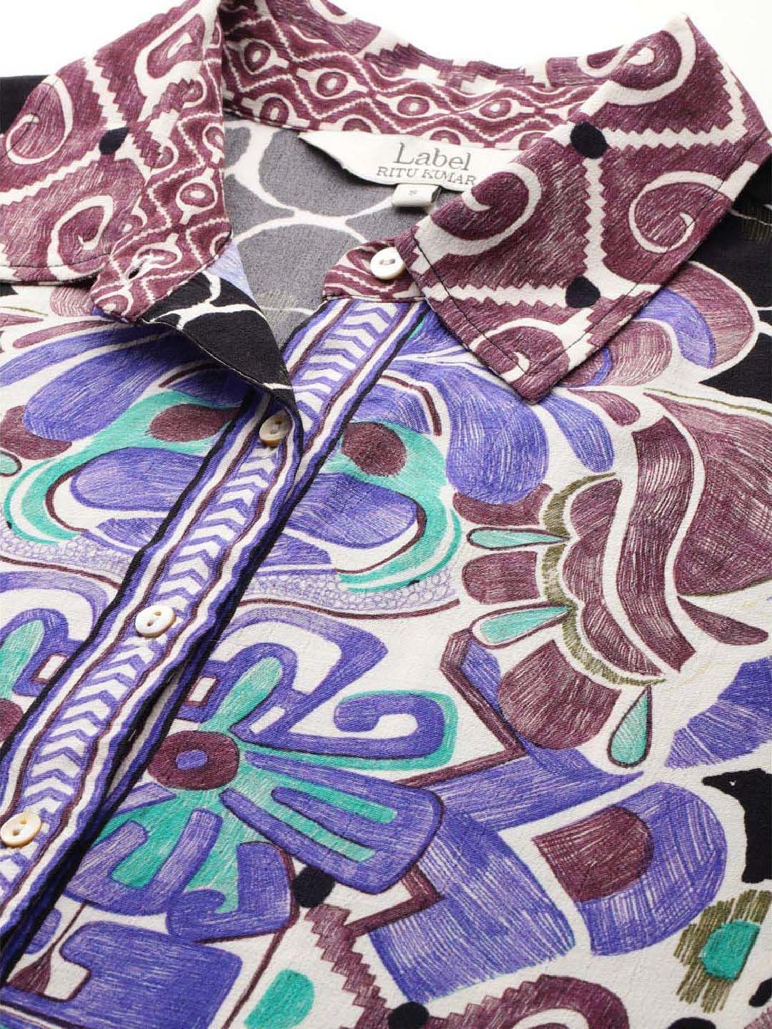 Label Ritu Kumar Black Printed Shirt