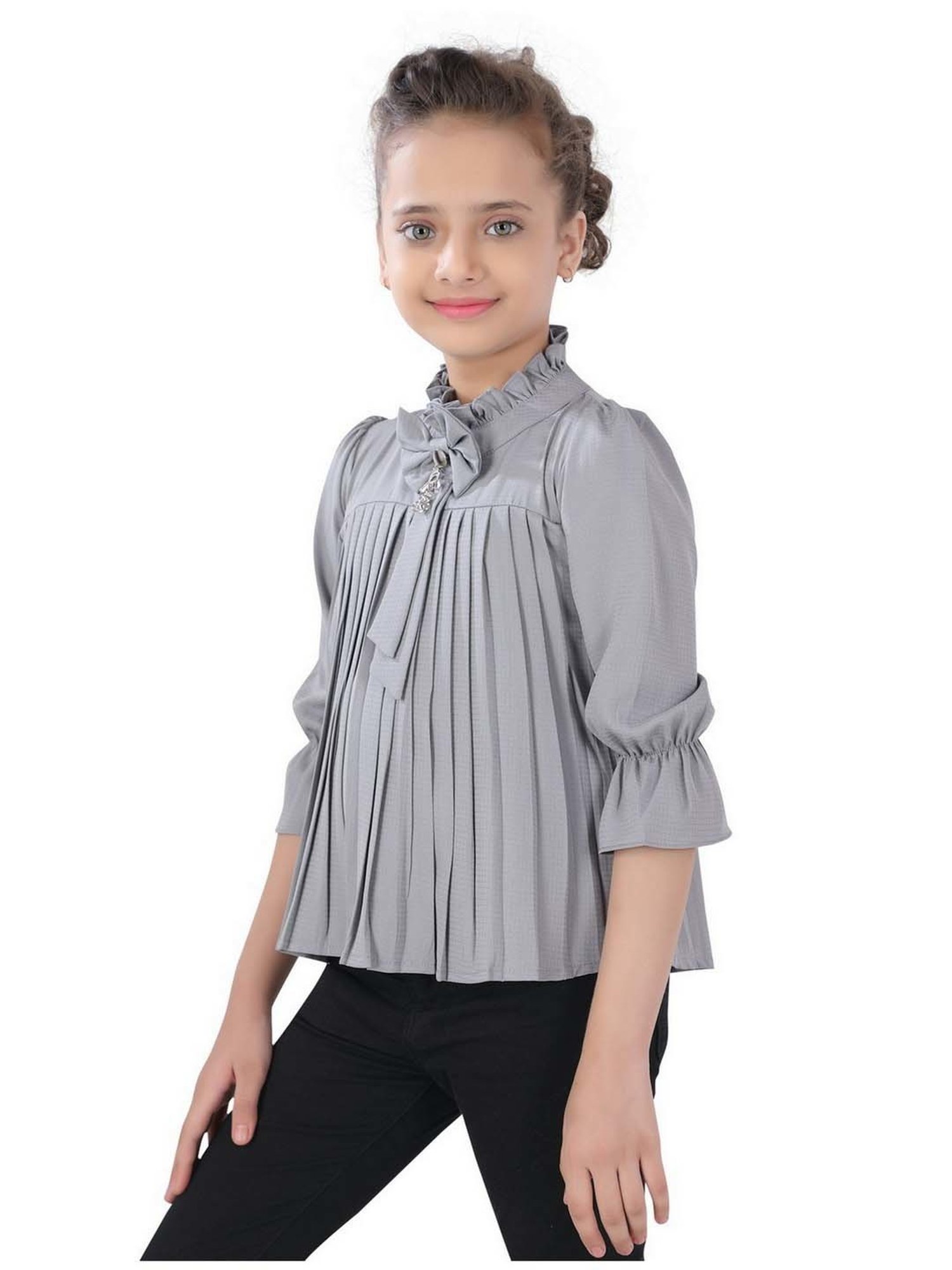 poplins Kids Grey Cotton Regular Fit Top