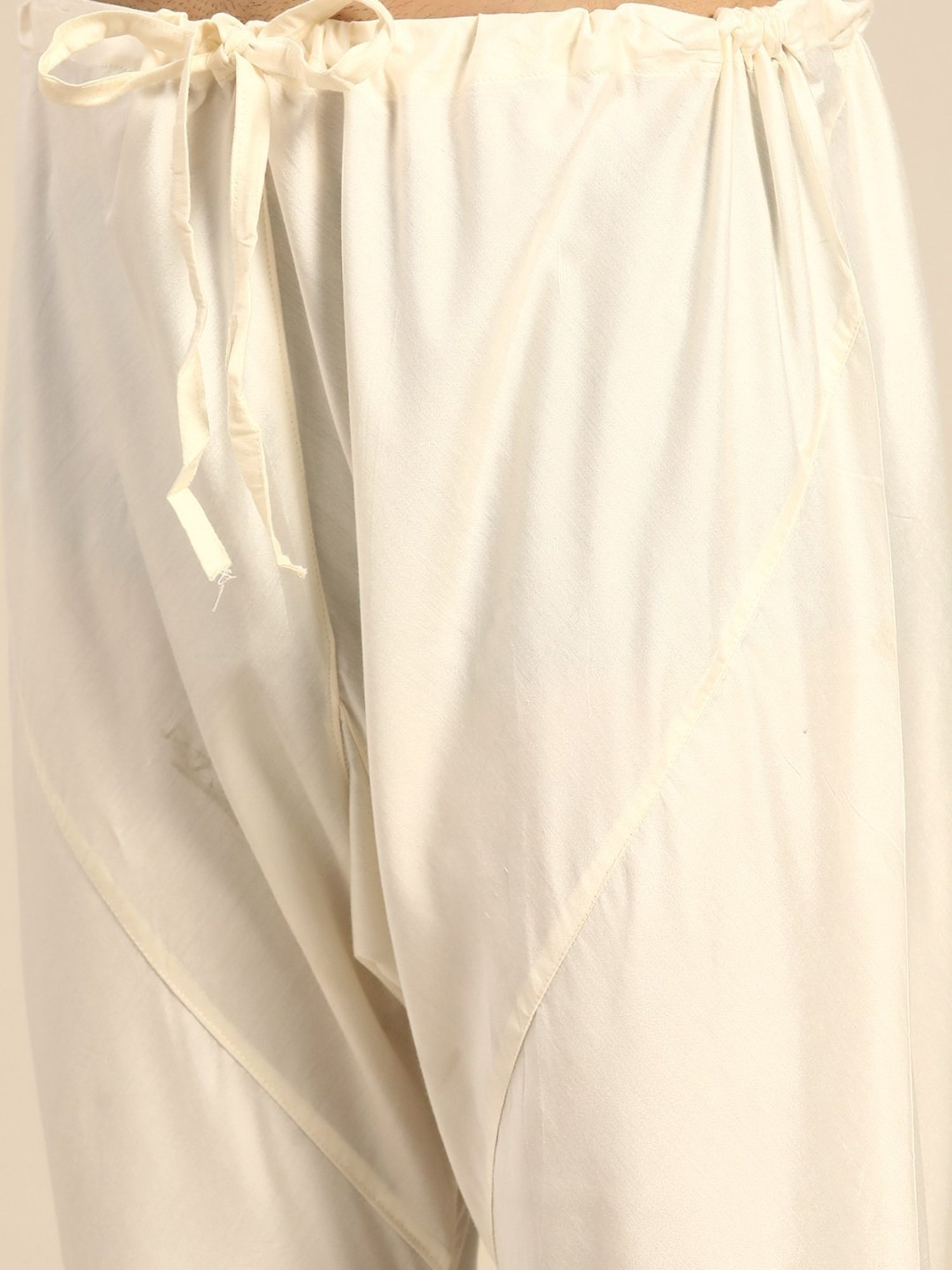 KISAH Cream Regular Fit Self Pattern Kurta Set With Jacket