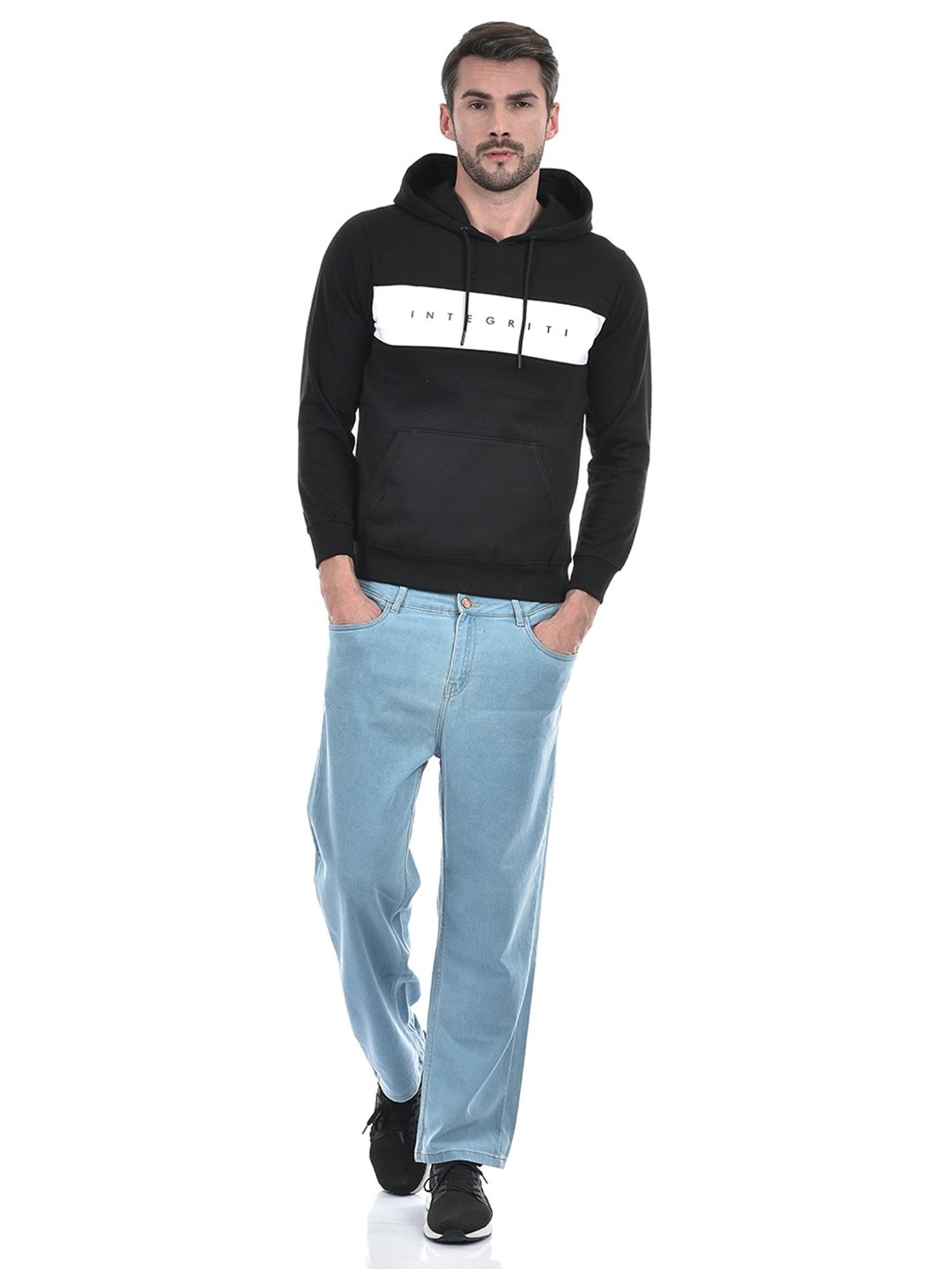 Integriti Black Regular Fit Hooded Sweatshirt