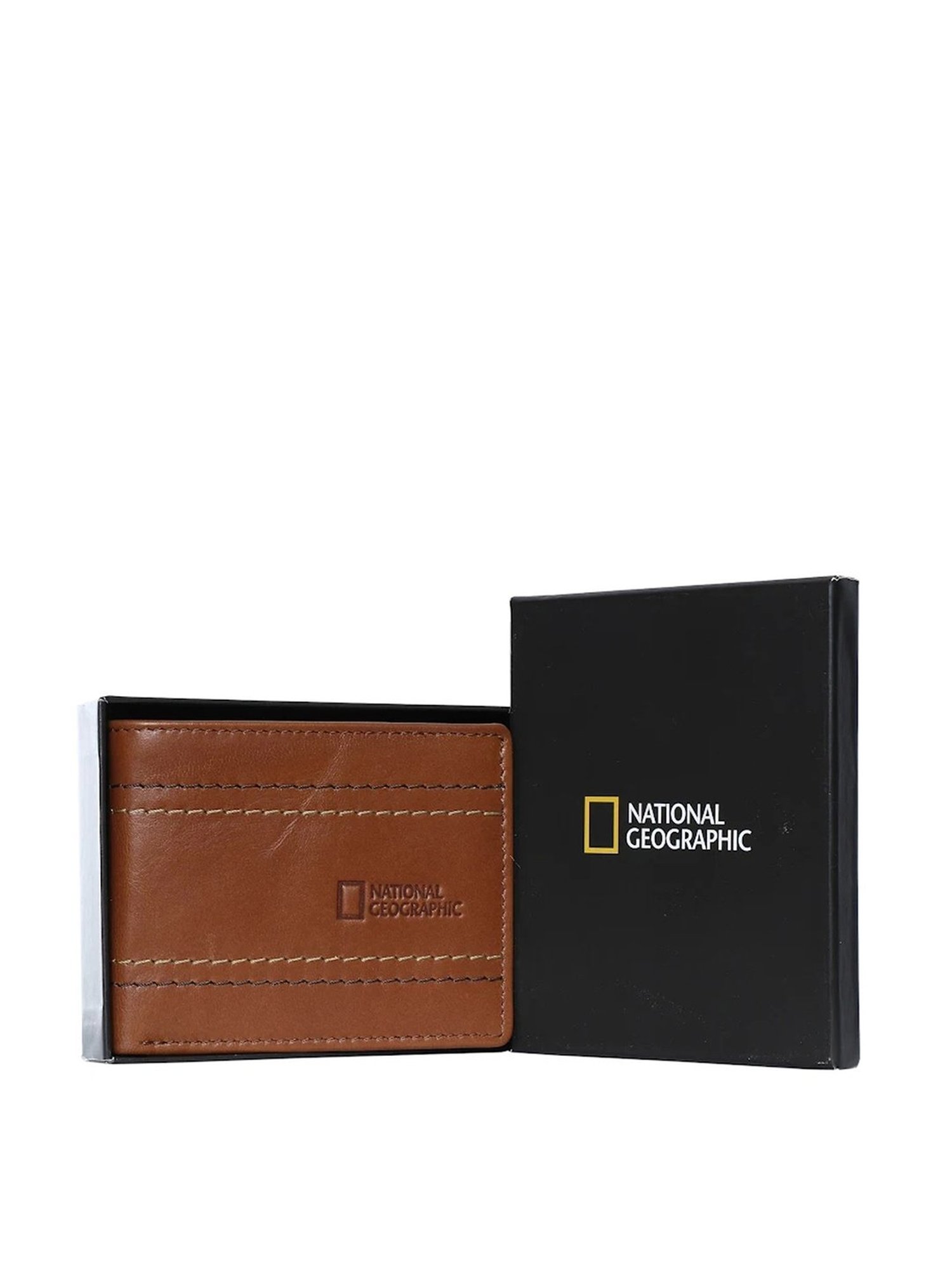 National Geographic Tan Solid Rfid Bi-Fold Wallet for Men