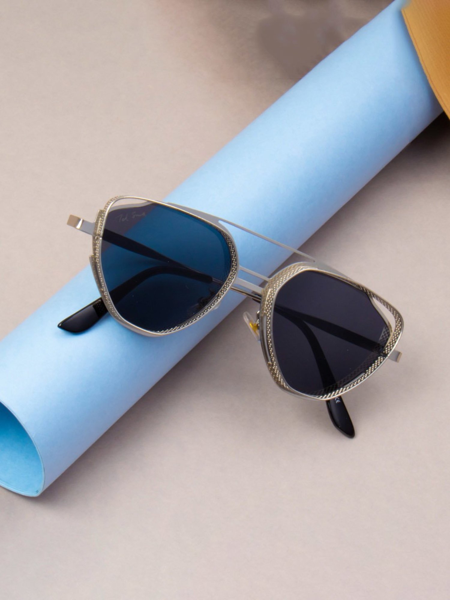 Ted Smith Grey Aviator UV Protection Unisex Sunglasses