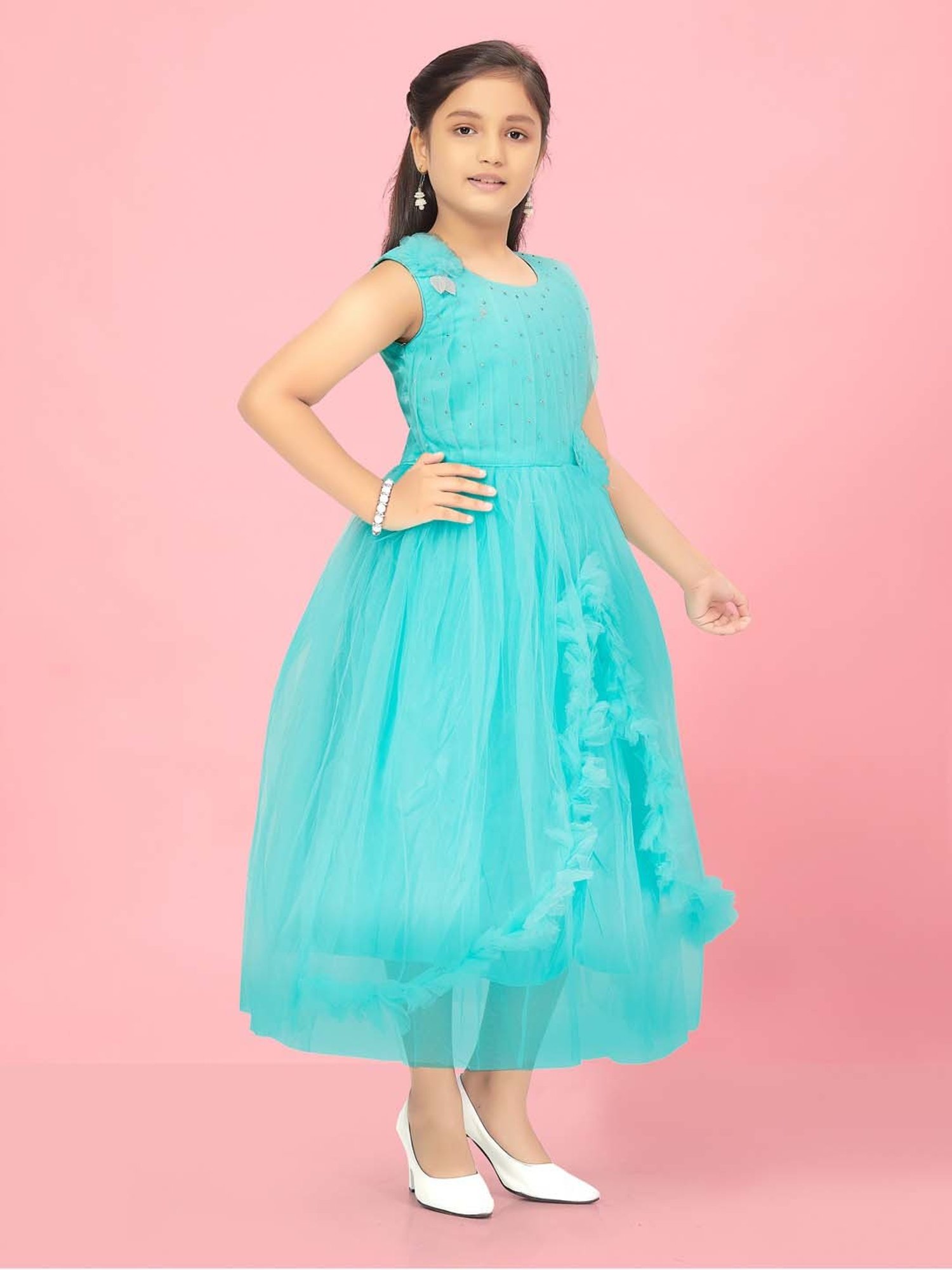 Aarika Kids Blue Applique Gown