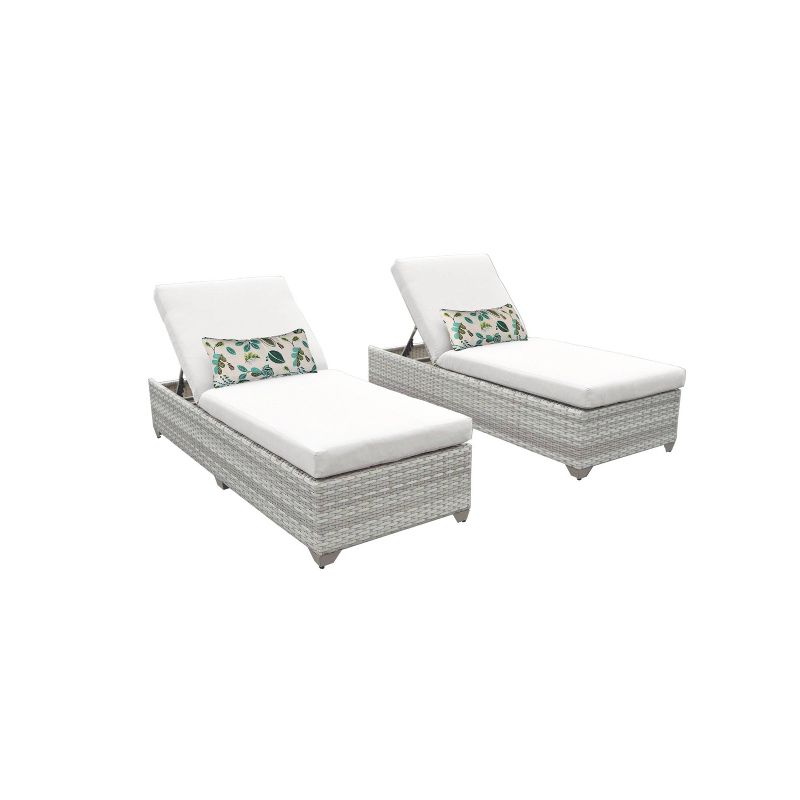 Fairmont 2pk Patio Chaise Lounges - White - TK Classics
