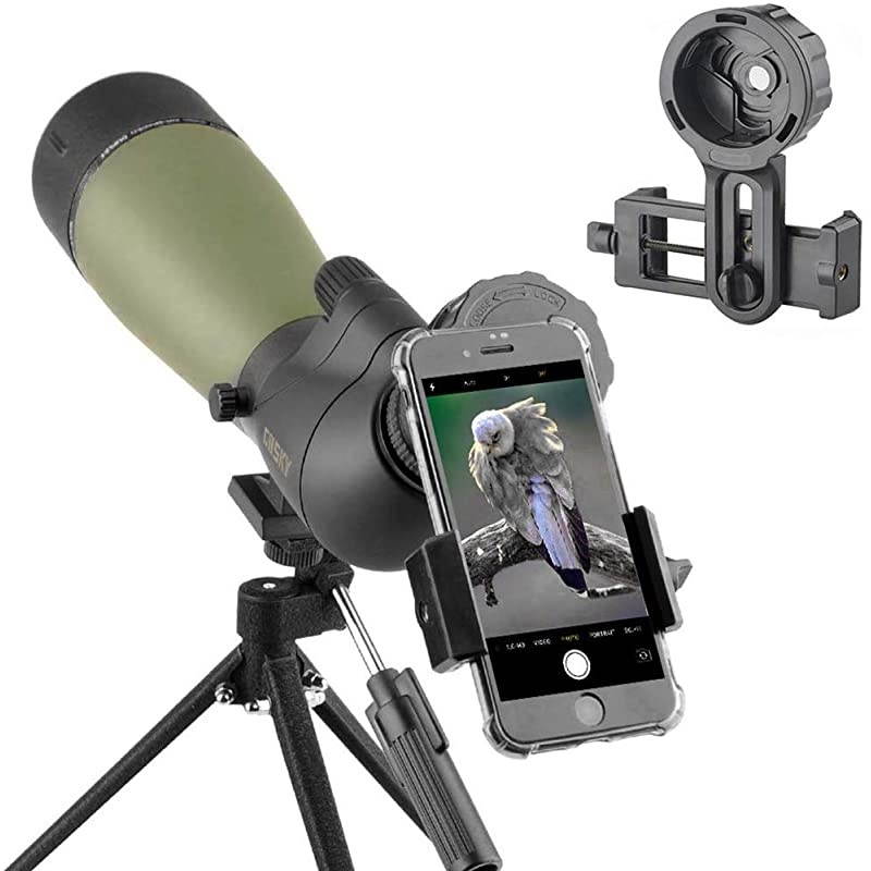 Updated Spotting Scope with Tripod, Carrying Bag - BAK4 Angled Scope  Shooting Hunting Bird Watching Wildlife Scenery (Phone Mount+SLR Mount Compatible with Canon)