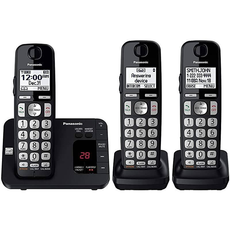 Expandable Cordless Phone System with Link2Cell Bluetooth Answering Machine and Call Blocking 4 Cordless Handsets amp KXTGE433B Cordless Phone with Answering System 3 Handsets