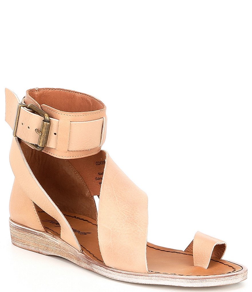 Free People Vale Leather Asymmetrical Toe Loop Ankle Strap Sandals