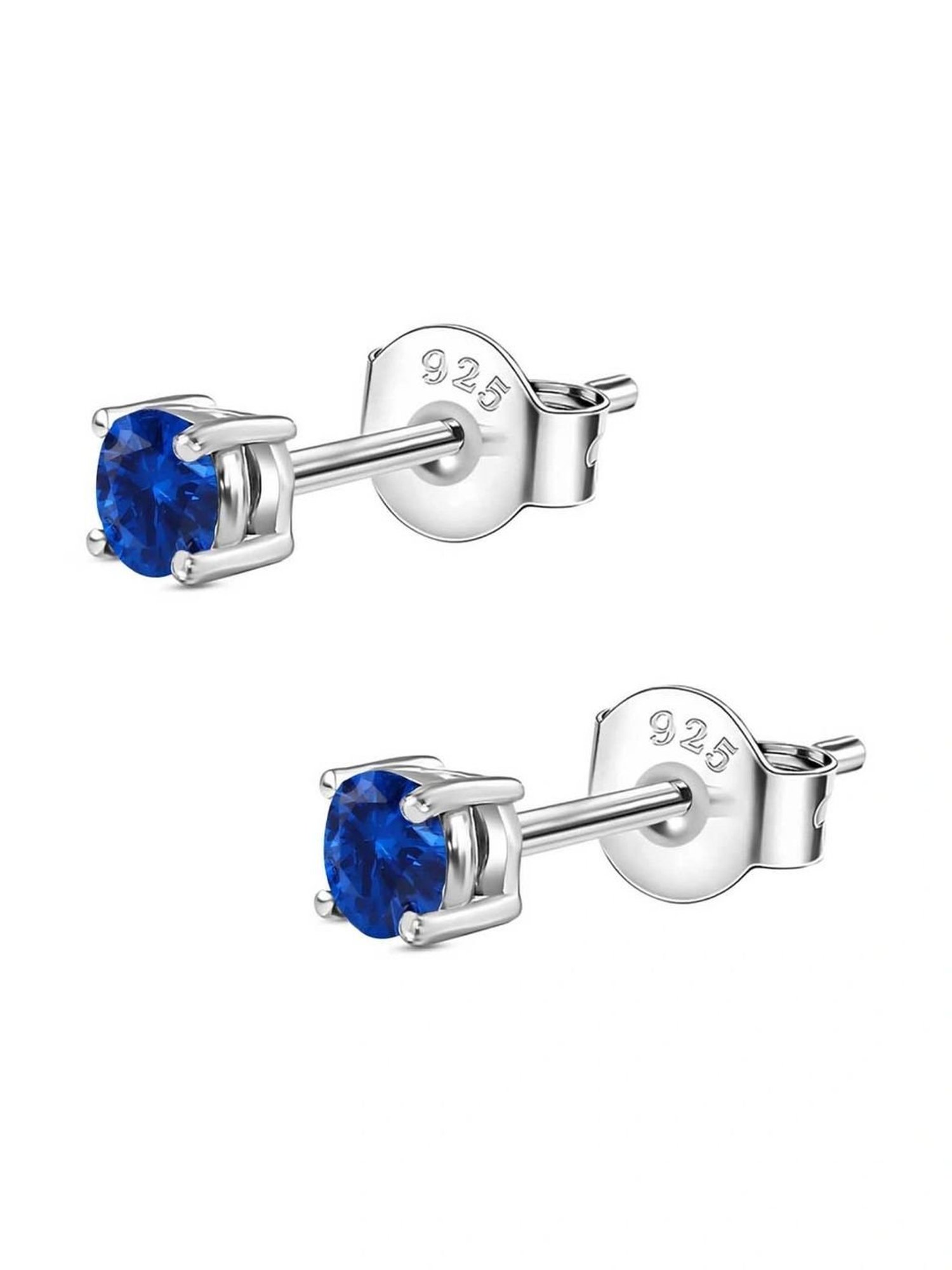 Ornate Jewels 92.5 Sterling Silver Blue Sapphire Stud Earrings for Women