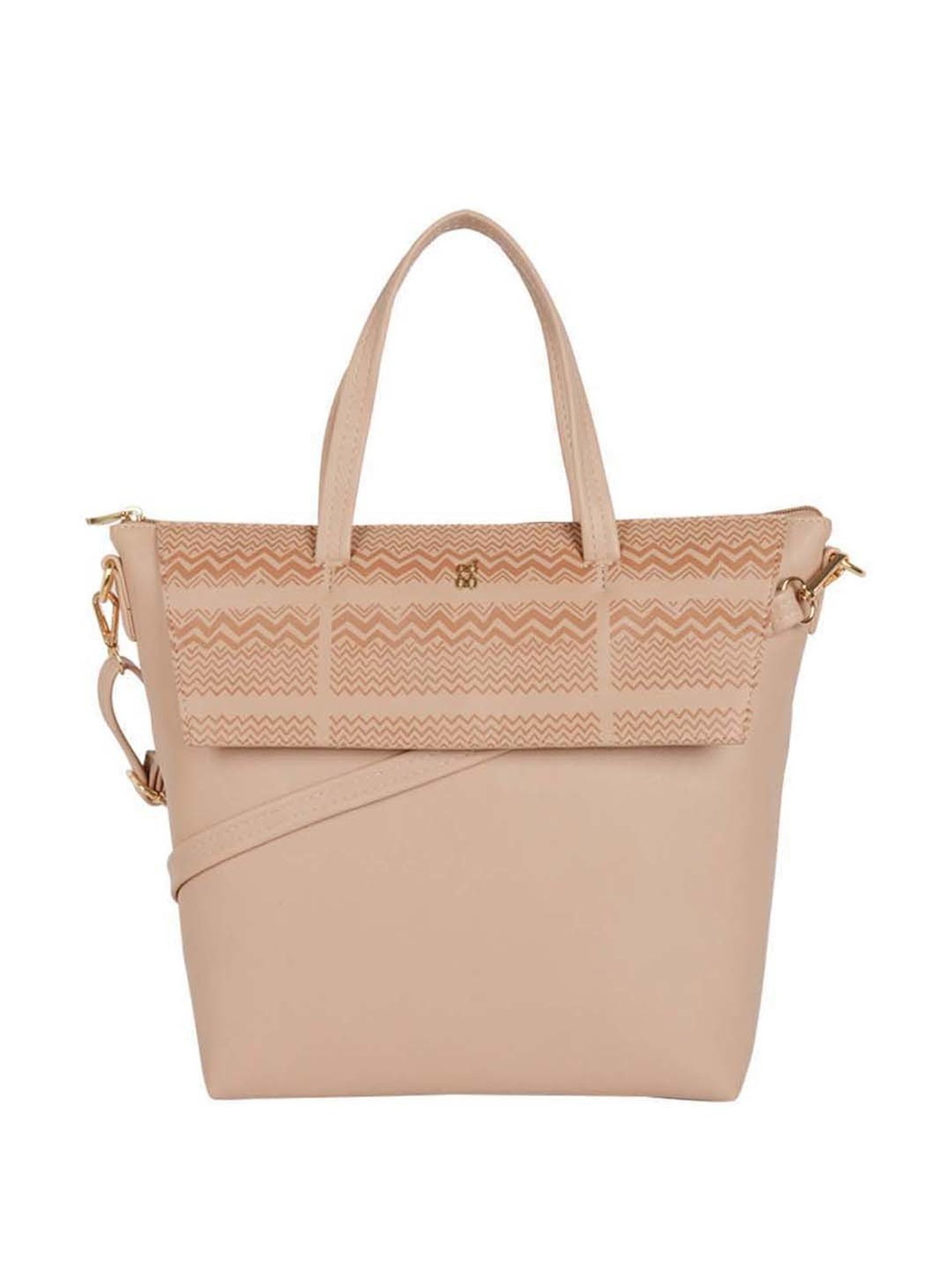 Baggit Beige Printed Medium Tote Handbag