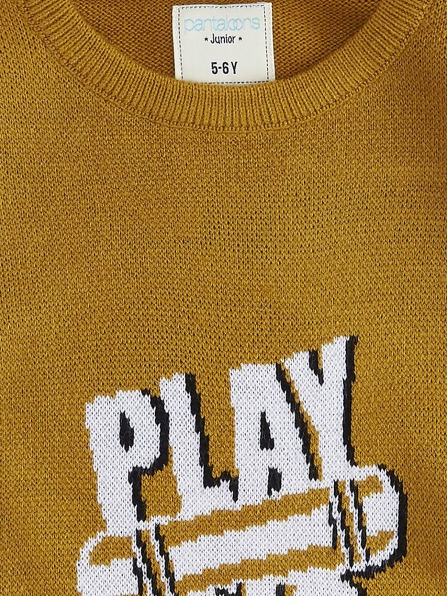 Pantaloons Junior Yellow Printed Full Sleeves Sweater