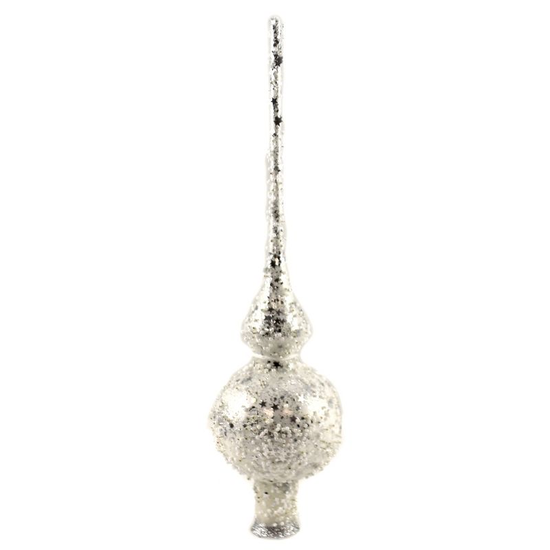 Golden Bell Collection 11.0" Porcelain White Finial W/ Stars Tree Topper Christmas  -  Tree Toppers