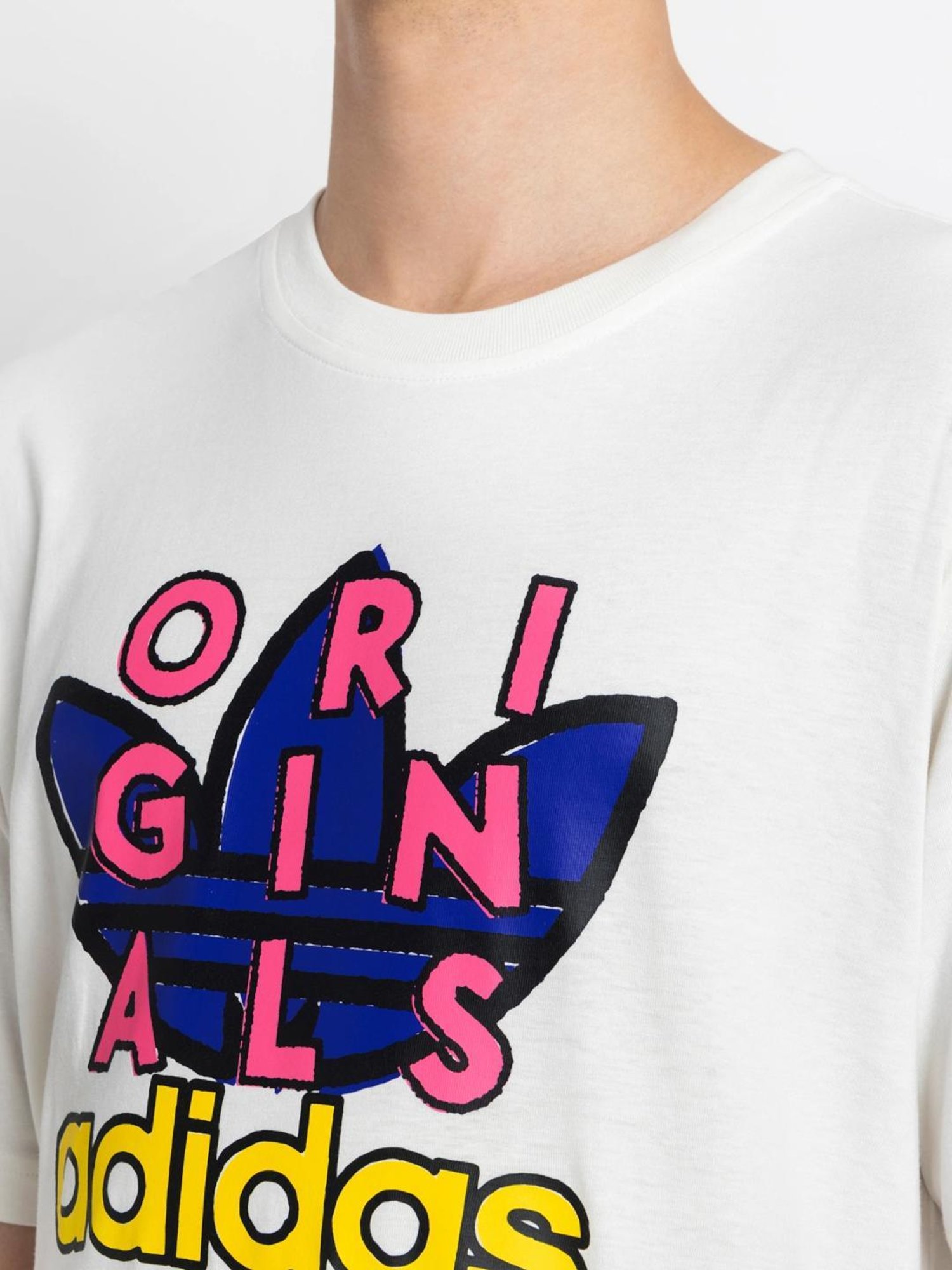 Adidas Originals White Cotton Regular Fit Printed T-Shirt