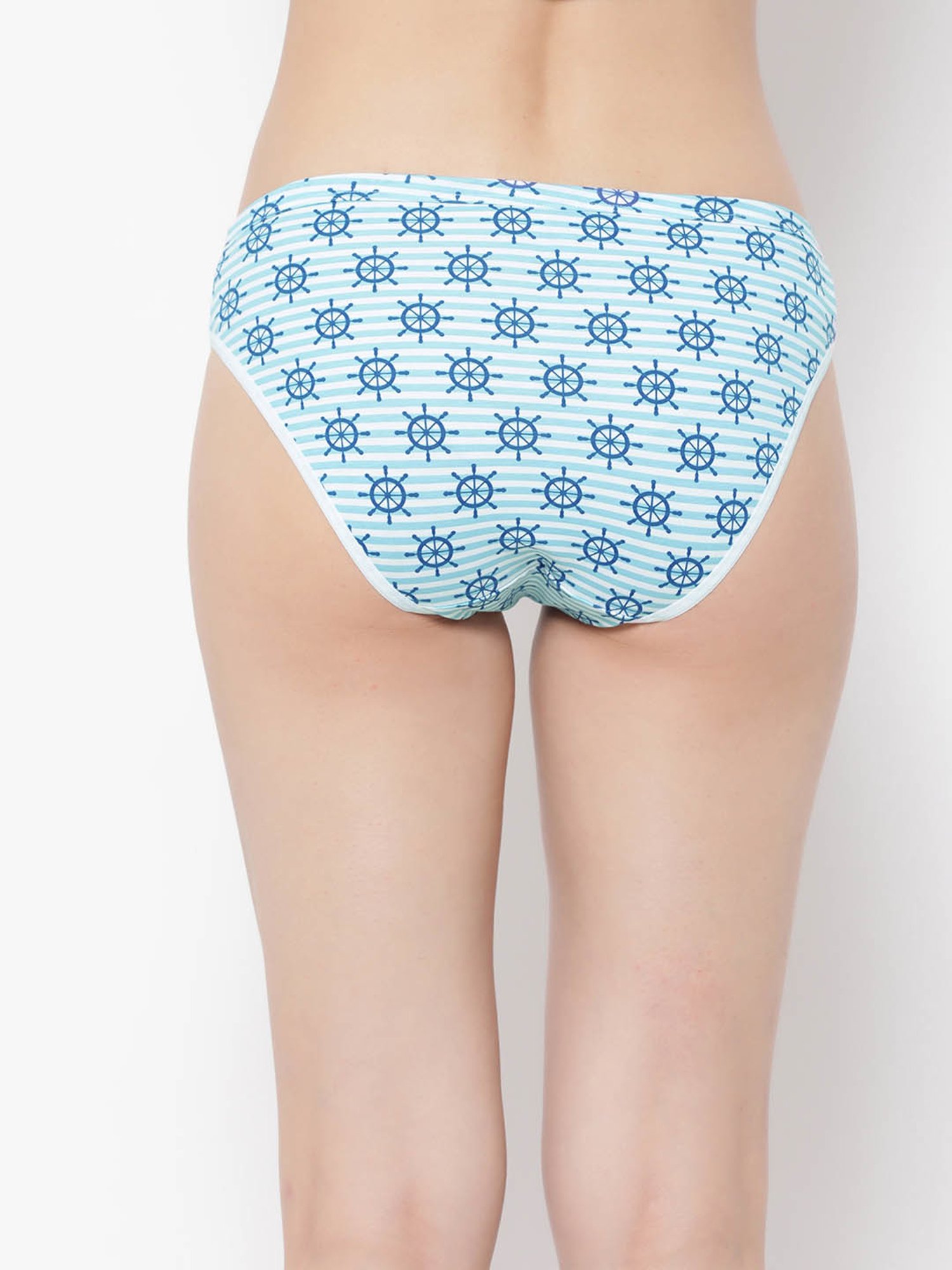 Clovia Blue Cotton Printed Bikini Panty
