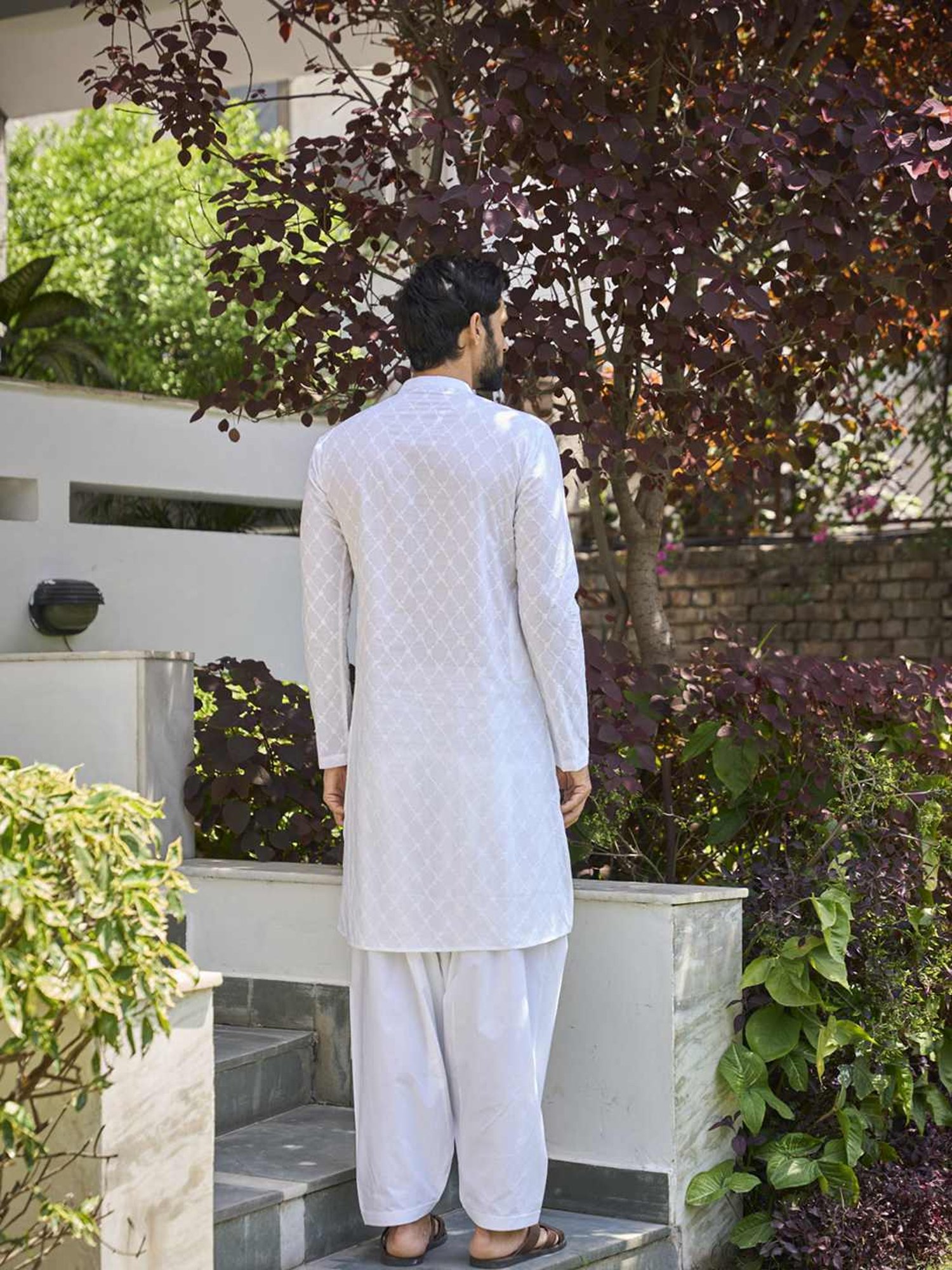 See Designs White Cotton Regular Fit Embroidered Kurta Bottom Set