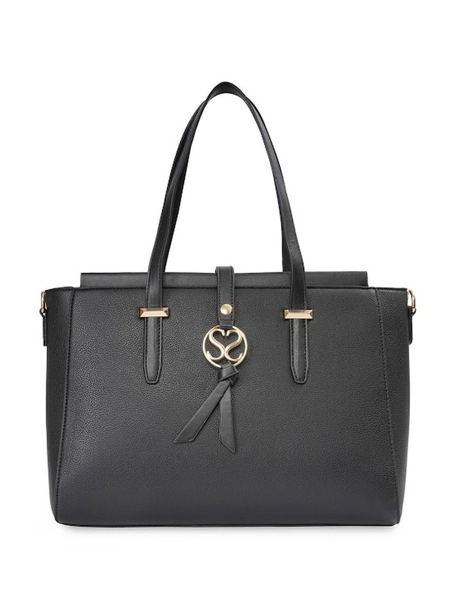 Sugarush Carly Black PU Solid Shoulder Handbag