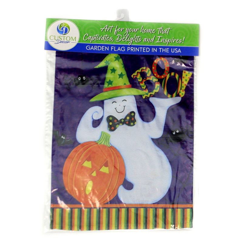 Home & Garden 18.0" Friendly Ghost Flag Pumpkin Double Sided Custom Decor  -  Flags