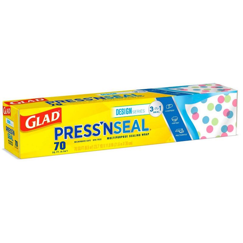 Glad Press'N Seal Plastic Food Wrap Roll + Designer Series Plastic Food Wrap - 70 sq ft