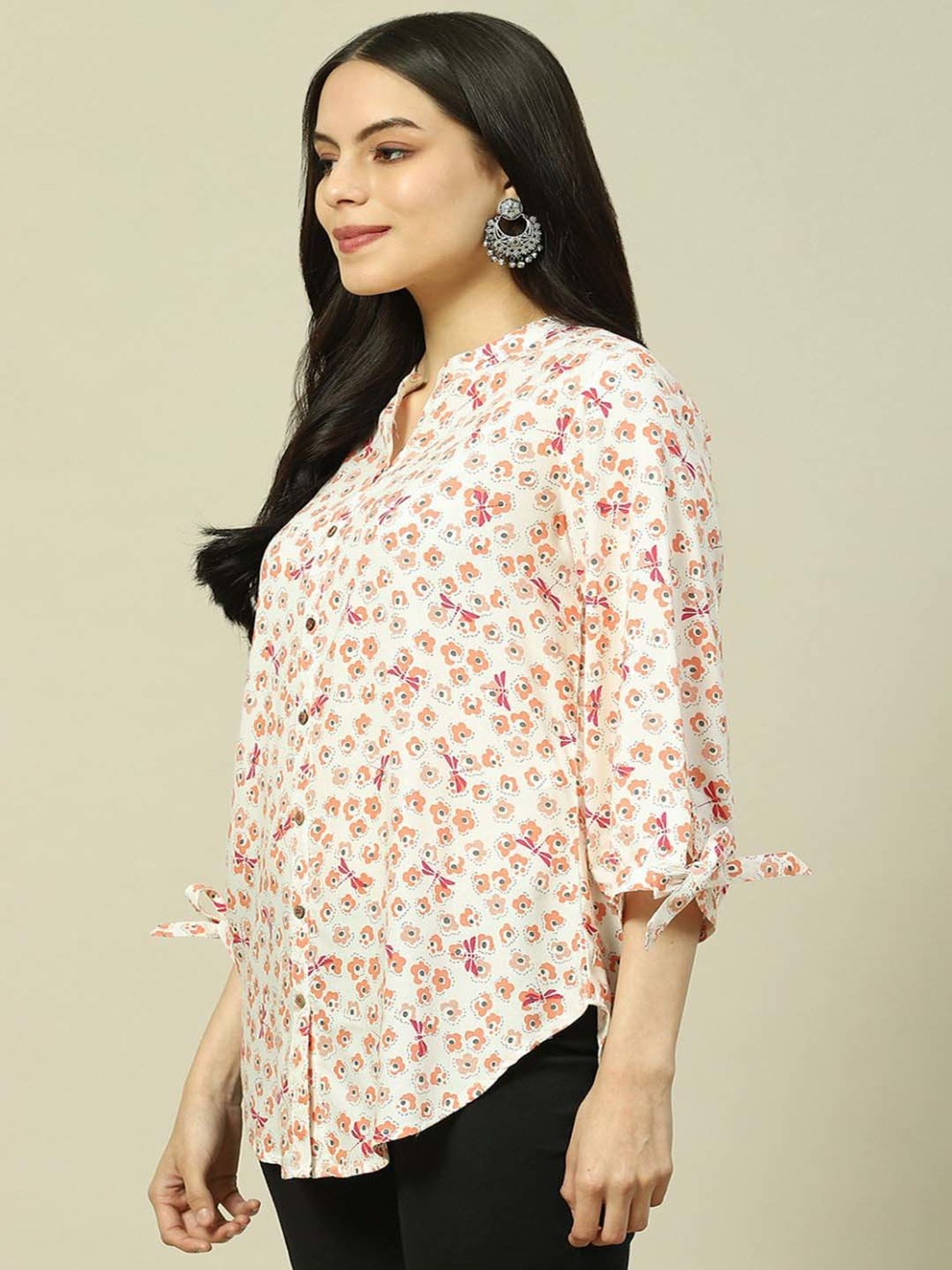 Rangriti White Printed Top