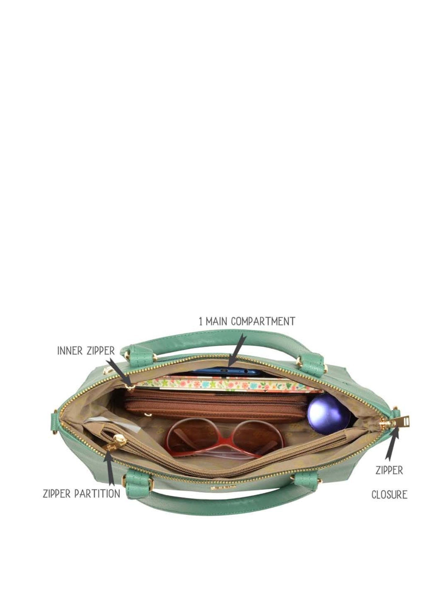 Baggit Green Solid Medium Tote Handbag