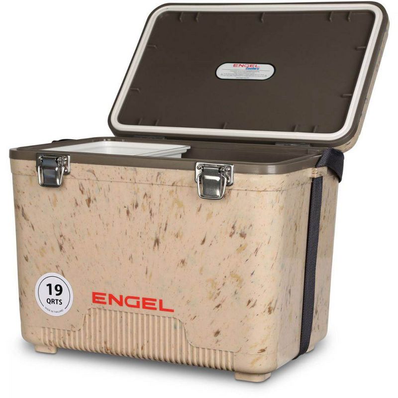 Engel UC19C1 19 Quart Fishing Live Bait Dry Box Ice Cooler with Stain/Odor-Resistant Surface and Shoulder Strap, Grassland