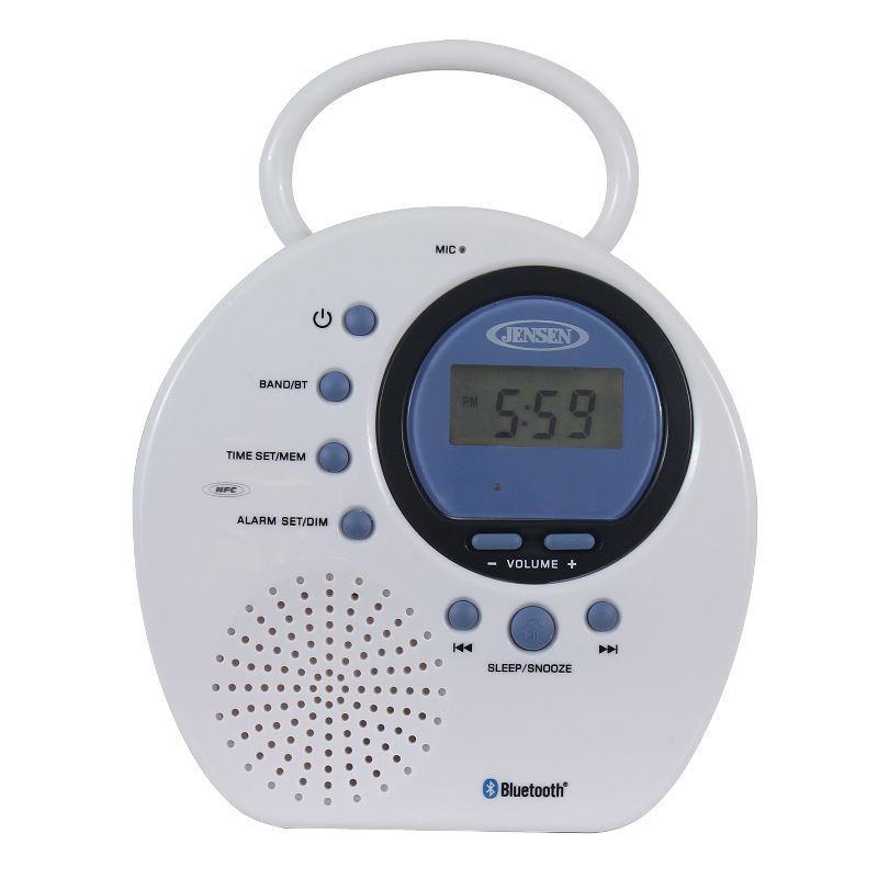 2) New Pyle PSR6 LCD Digital Hanging Waterproof AM/FM Shower Clock Radio White