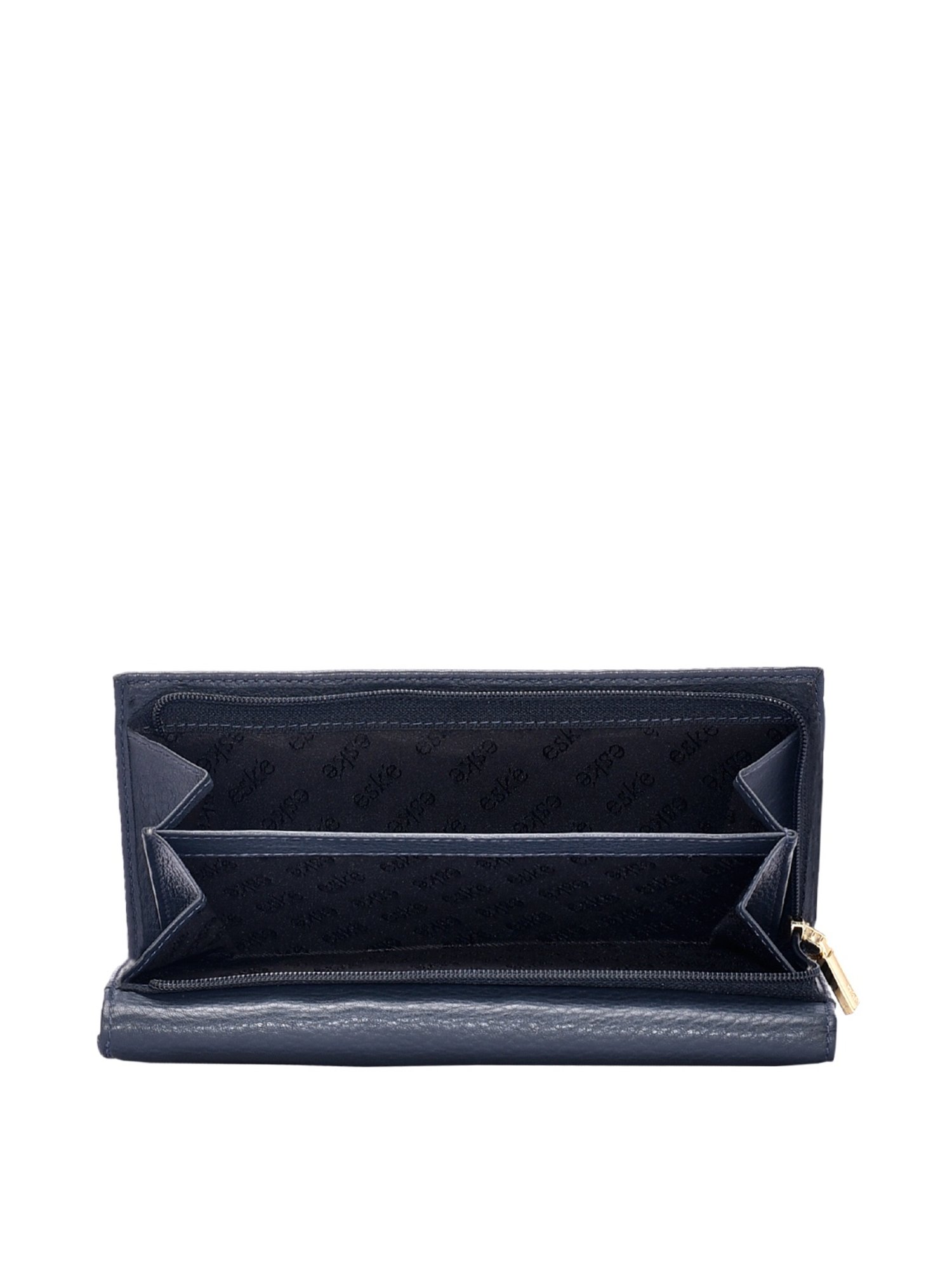 Eske Klara Dark Blue Solid Tri-Fold Wallet for Women