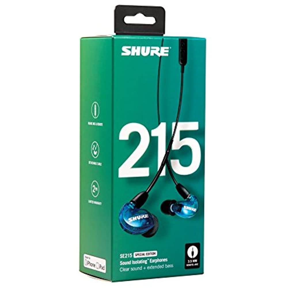 Shure SE215 Special Edition Earphones with Remote & Mic Cable, Blue