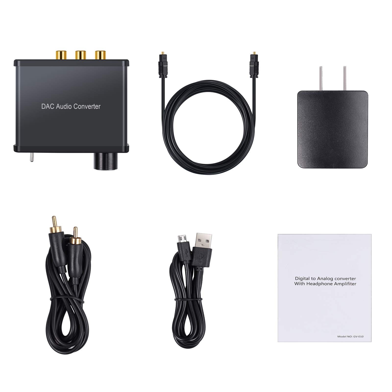 VinTeam 192kHz DAC Converter Digital to Analog Audio Converter with Headphone Amplifier Digital Toslink Coaxial to Analog Stereo Audio RCA 3.5mm R/L Support Volume Adjustment