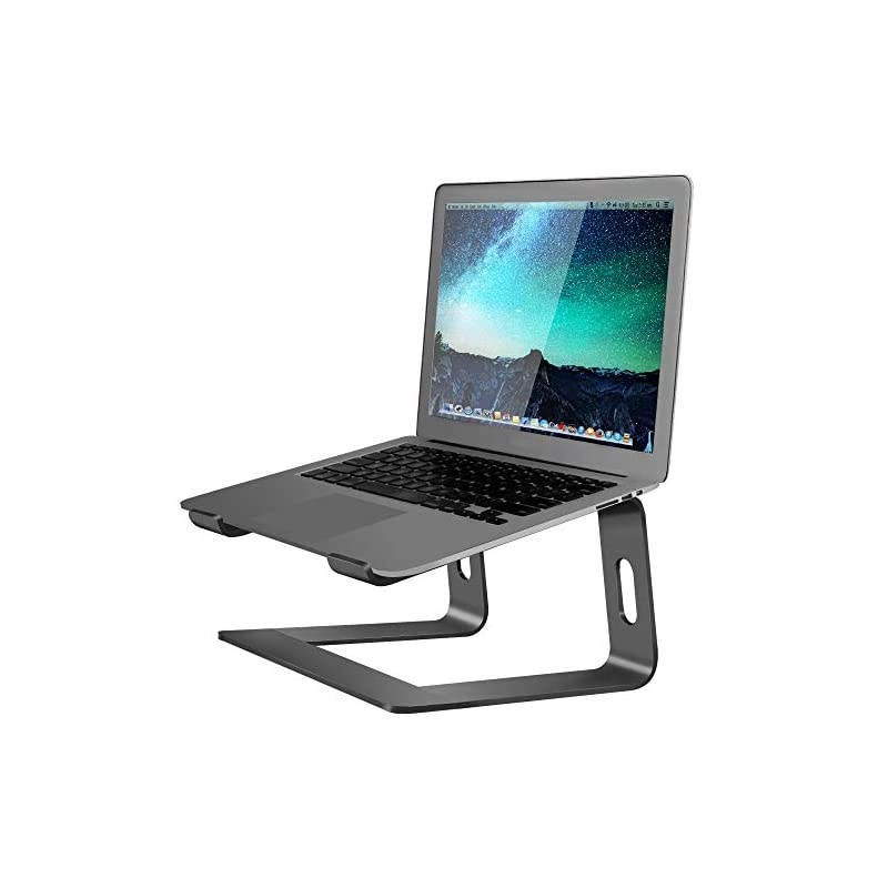 Aluminum Laptop Stand for Desk Compatible with Mac MacBook Pro Air Apple Notebook Portable Holder Ergonomic Elevator Metal Riser for 10 to 156 inch PC Desktop Computer LS1 Black