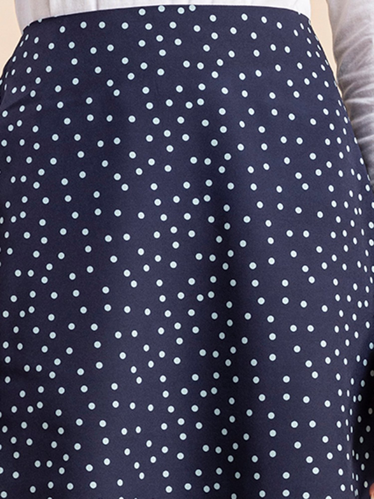 Moomaya Navy & White Printed Skirt